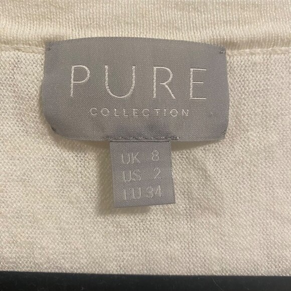 PURE Collection Off White Linen Cotton Blend Dolman Sleeve Cardigan US Size 2‎ - Picture 2 of 7